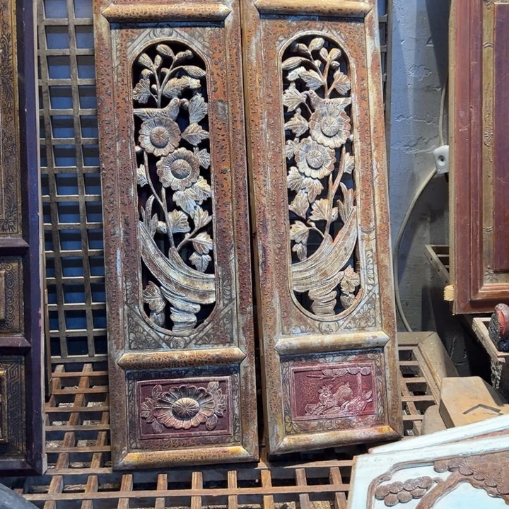 清***记香榧木老木雕花板艺术