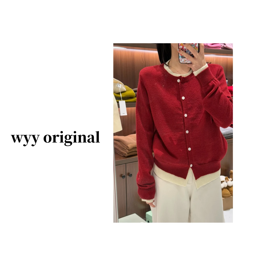 TWT 油画少女 质感软糯春秋假两件纽扣针织衫 TO01Z-7793