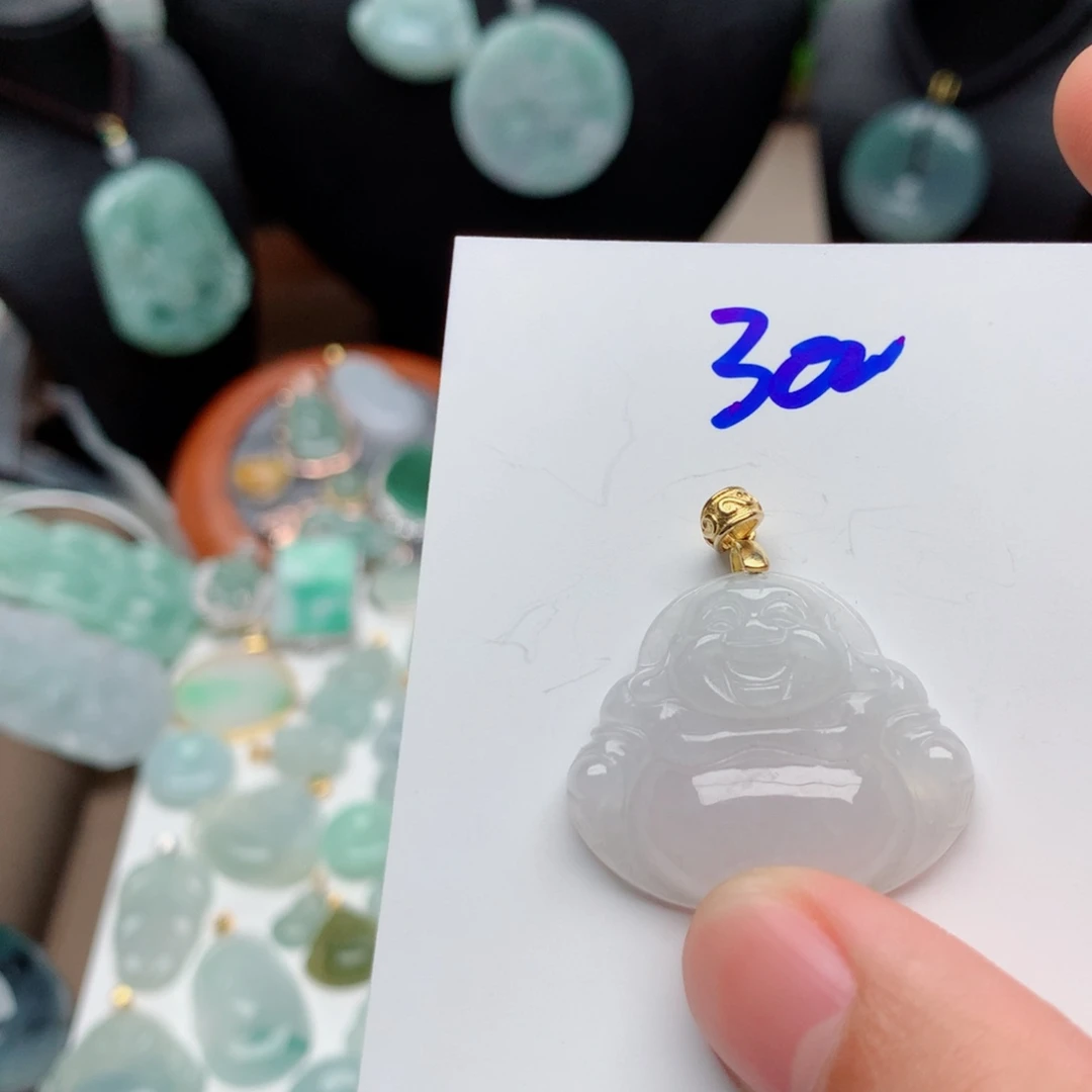 翡翠颈饰银S925镀金镶嵌吊坠