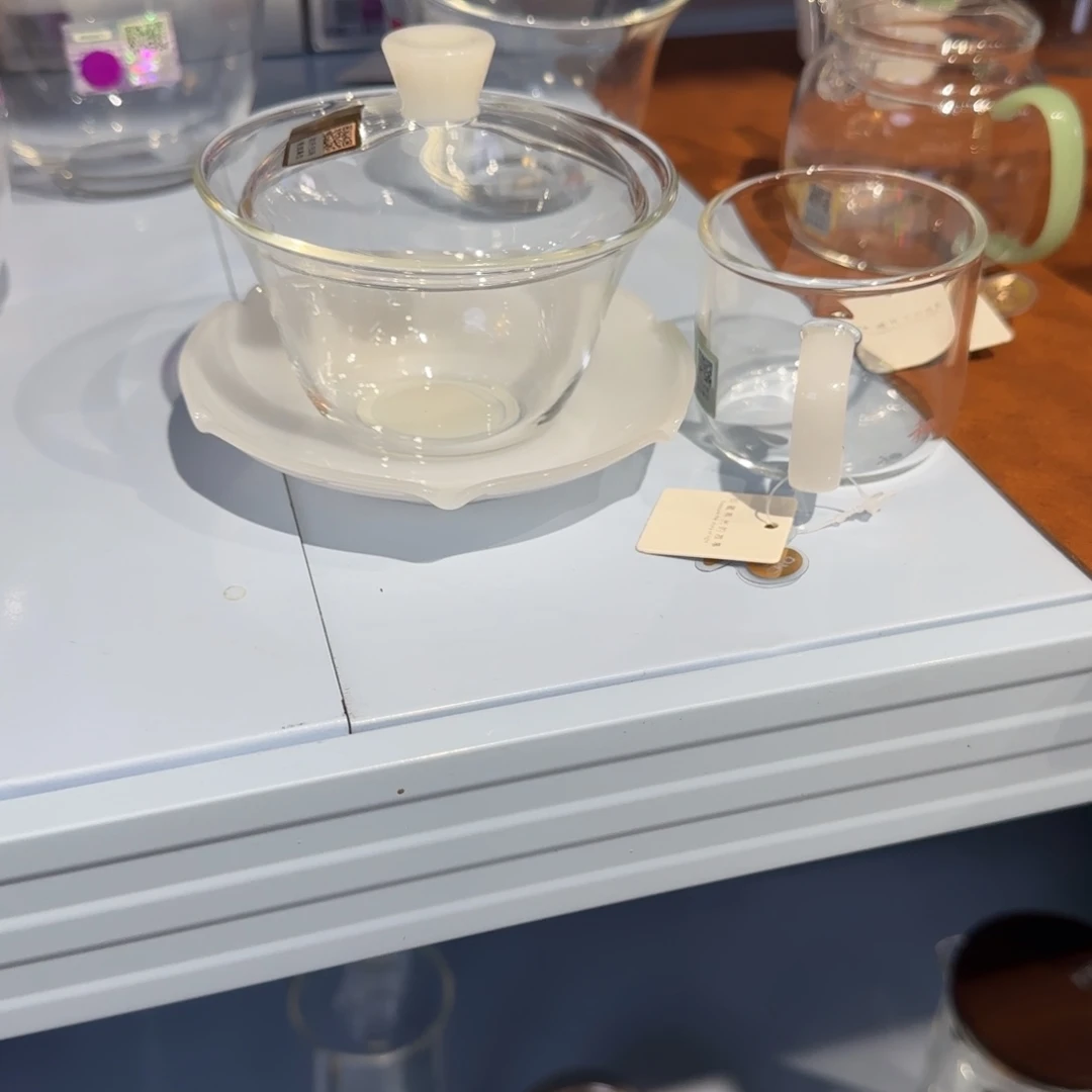 禾器荷叶盖碗白玉➕清禾杯白玉