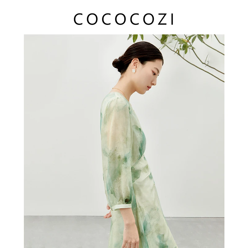 【新东方专属】春夏女士桑蚕丝气质设计师款休闲优雅连衣裙232CO027