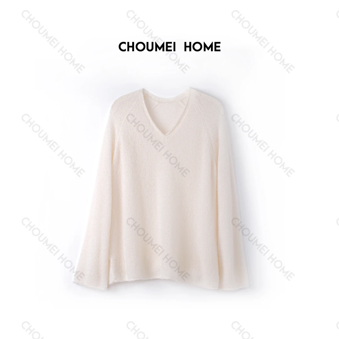 Choumei Home2025秋季新款羊绒羊毛混纺打底衫 空气感V领羊毛衫
