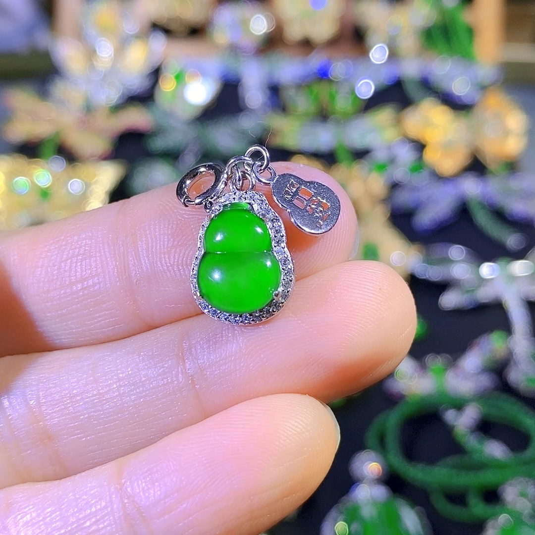 吊坠(不含链)银S925镶嵌翡翠