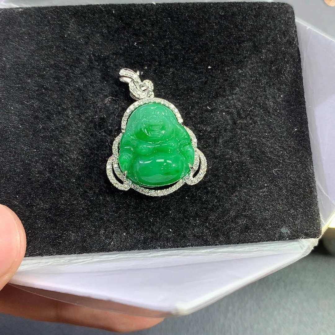 翡翠吊坠(赠链)18K金镶嵌