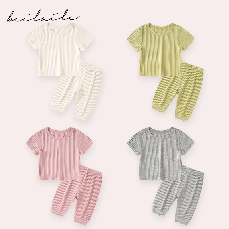 【优慕丝无骨 小乐妈咪】男童夏季洋气时尚薄款女童两件套