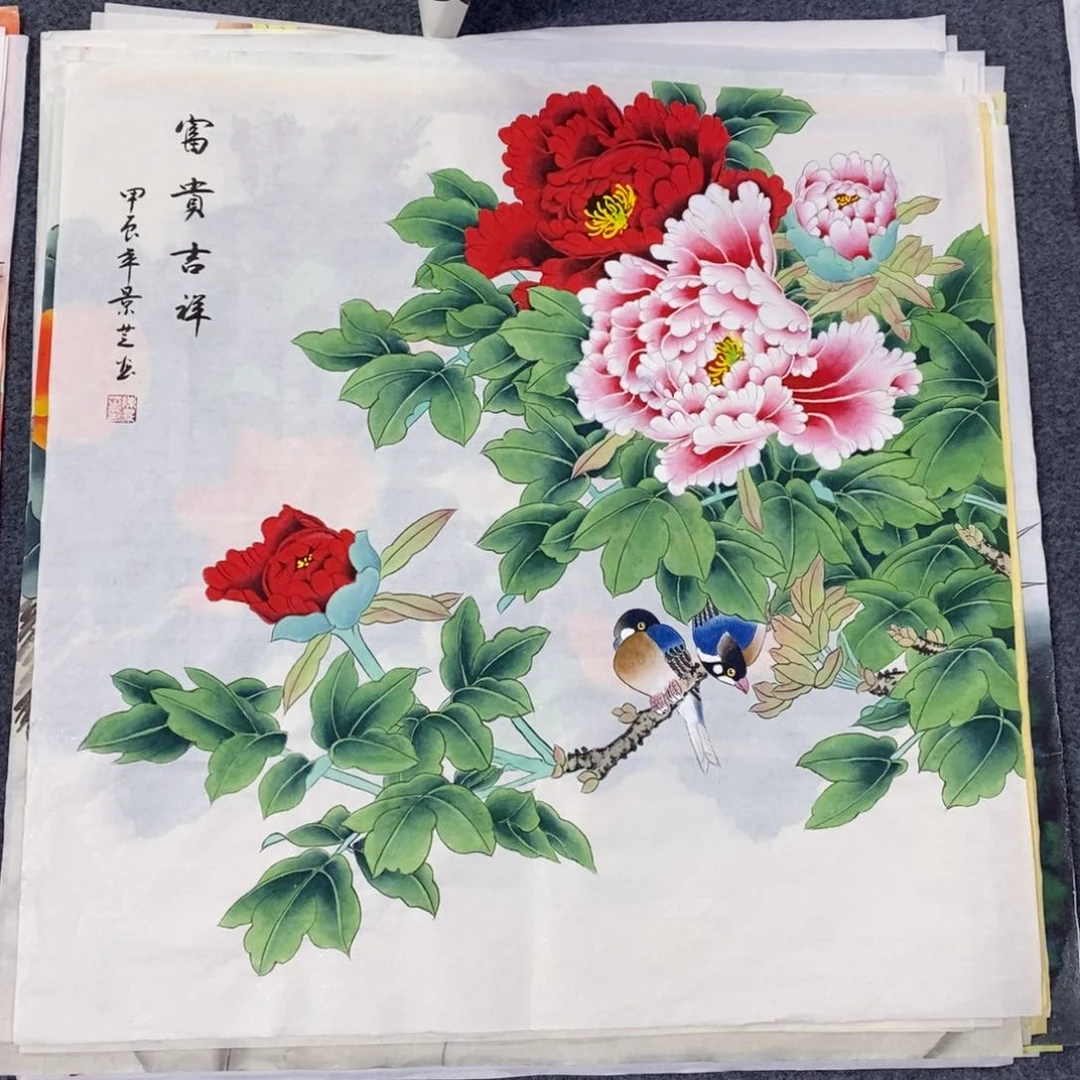 国画尺寸68✖️68工笔斗方手绘画