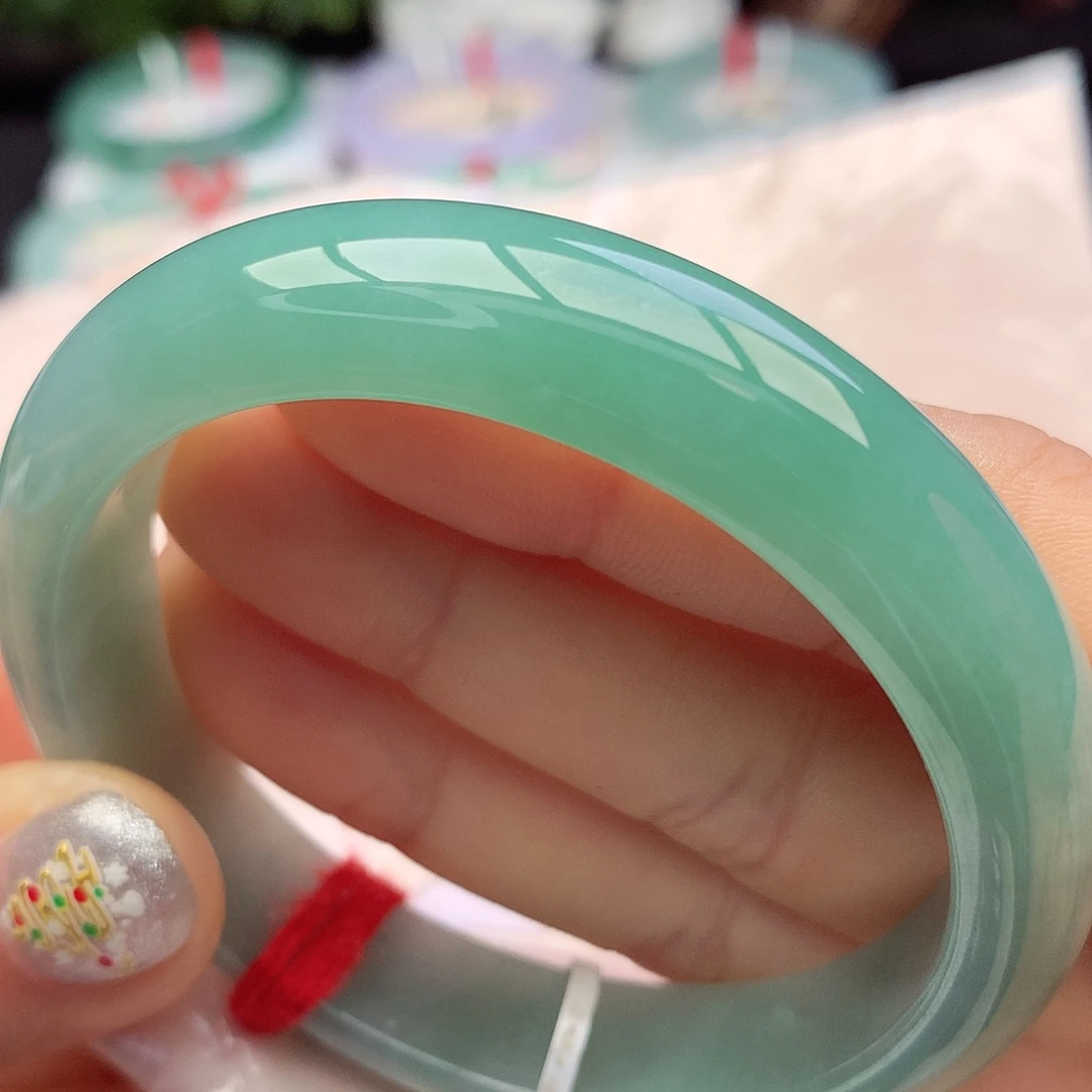 未镶嵌手镯翡翠5455圈口冰湖绿显白神器闭眼入2号