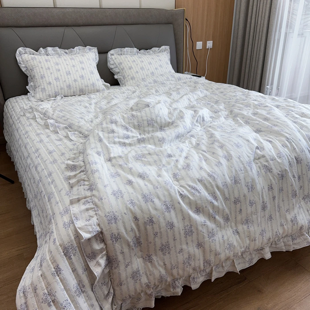 【李英花】出口原单纯棉悠蓝春秋被款四件套