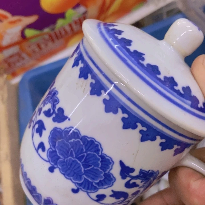 陶景德镇青花芙蓉花办公杯