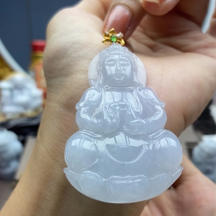 翡翠18K金镶嵌颈饰吊坠33