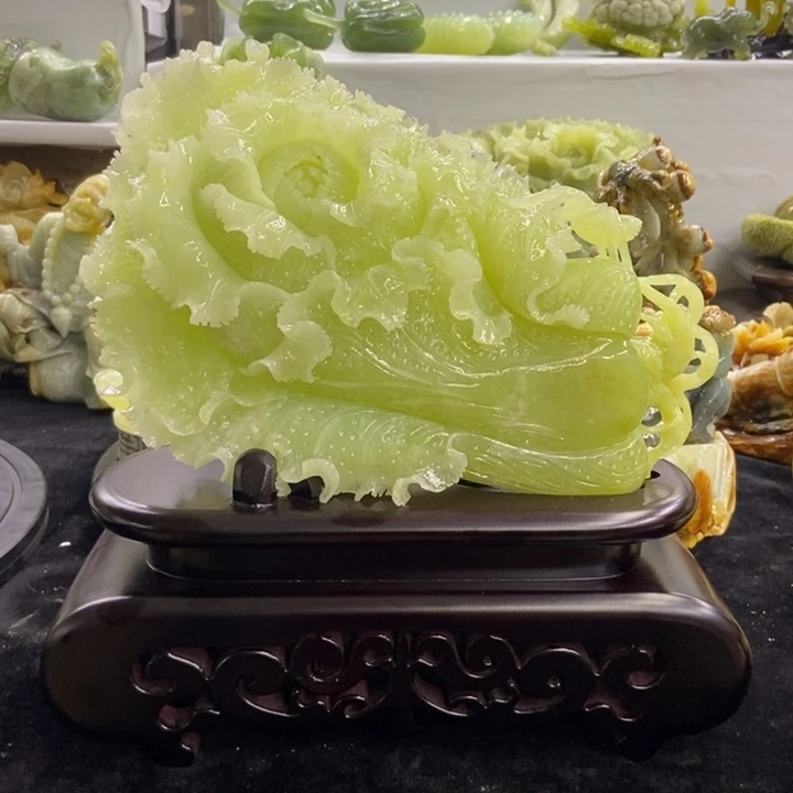 瓦***基石材岫岩玉玉白菜摆件