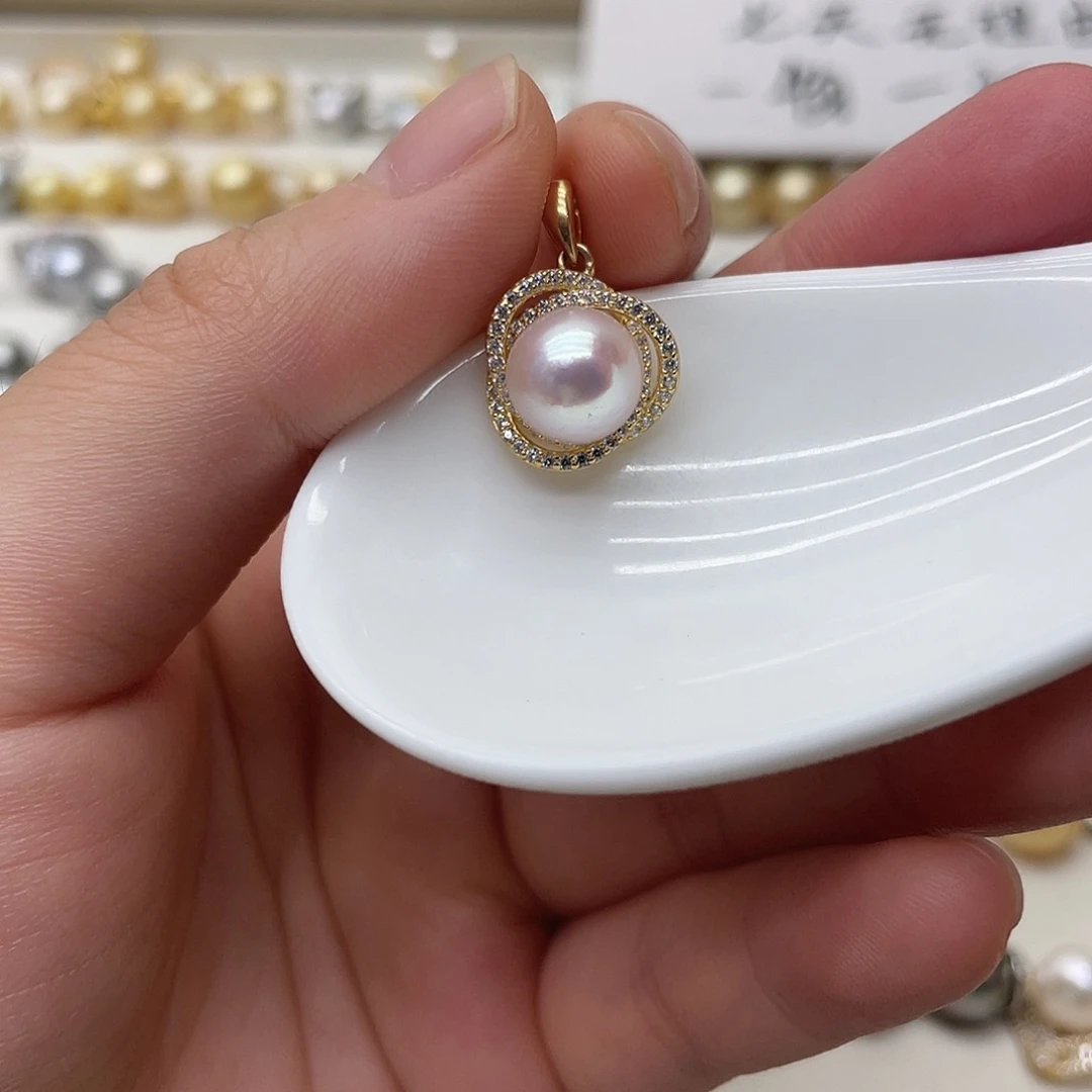 海水珍珠银S925镶嵌吊坠(不含链)