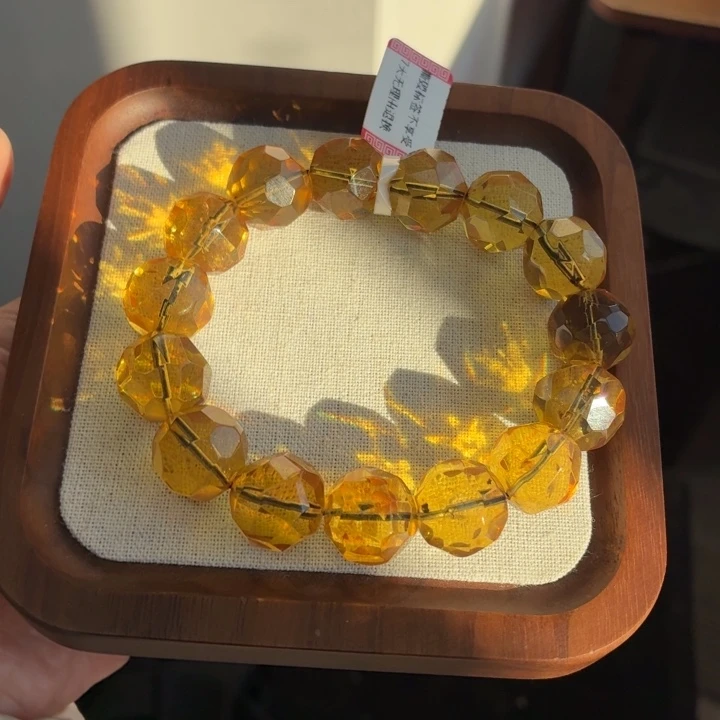 琥珀未镶嵌珠宝奇石15mm蓝珀钻切