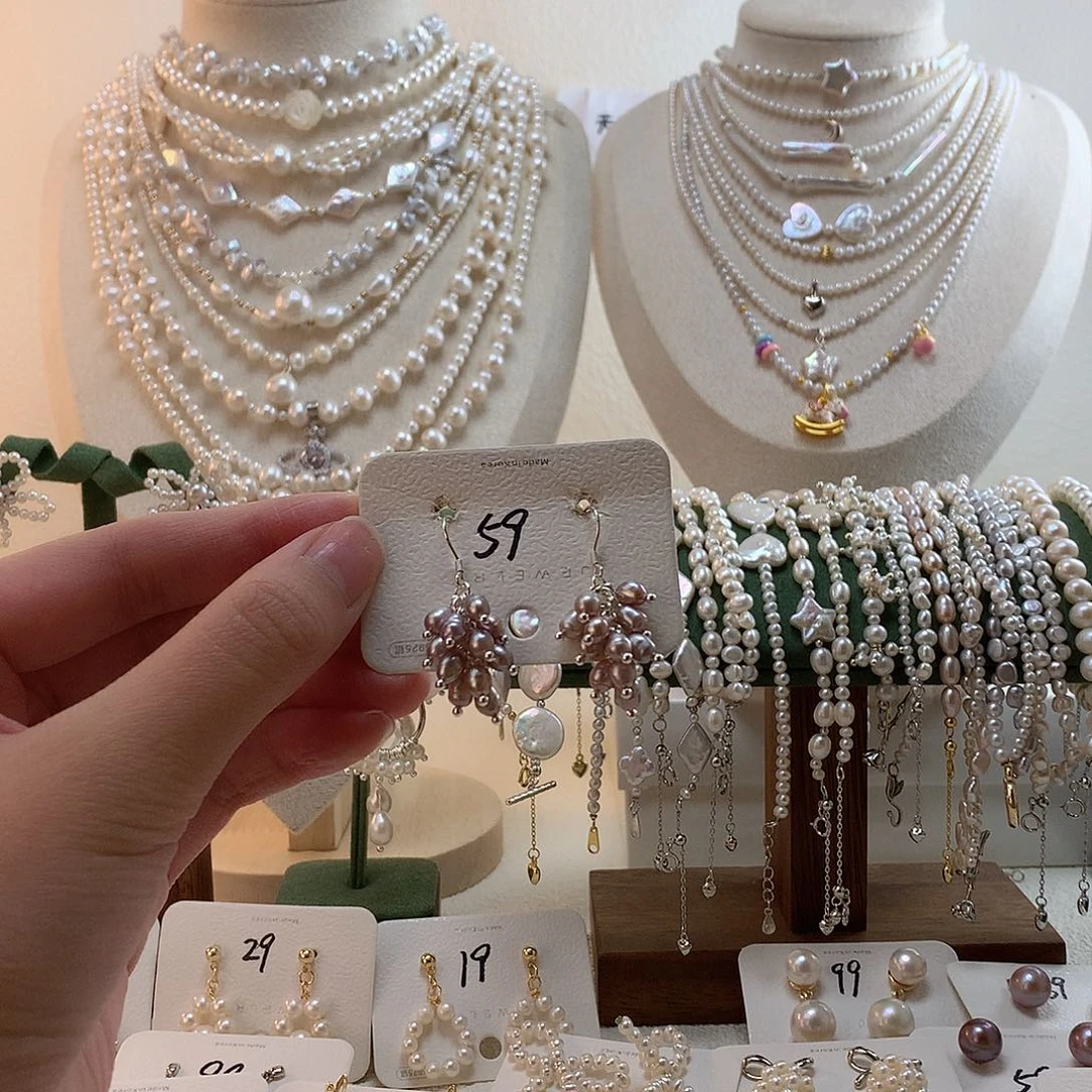 耳饰银S925镶嵌淡水珍珠