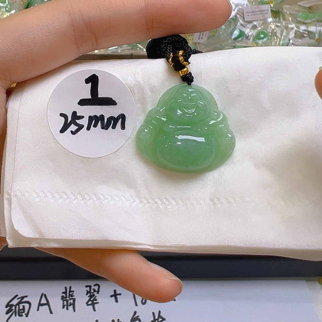 翡翠足金镶嵌吊坠(不含链)翡翠