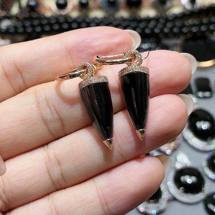 翡翠18K金镶嵌耳饰