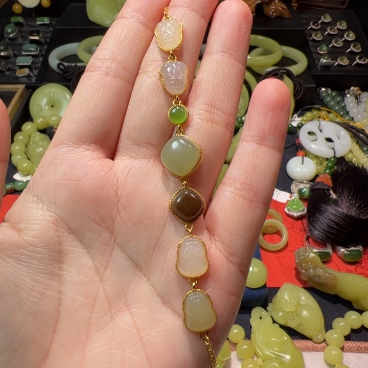 和田玉颈饰银S925镶嵌茵**u