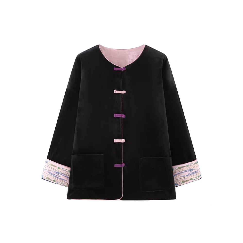 子母依国风排扣双面穿棉服24408NPFHYG08GM