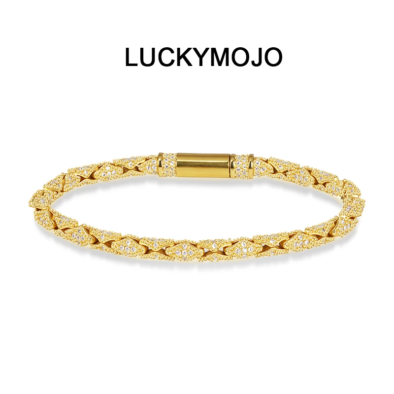 LUCKYMOJO 925银手链 简约气质镂空复古手链轻奢设计感男女百搭
