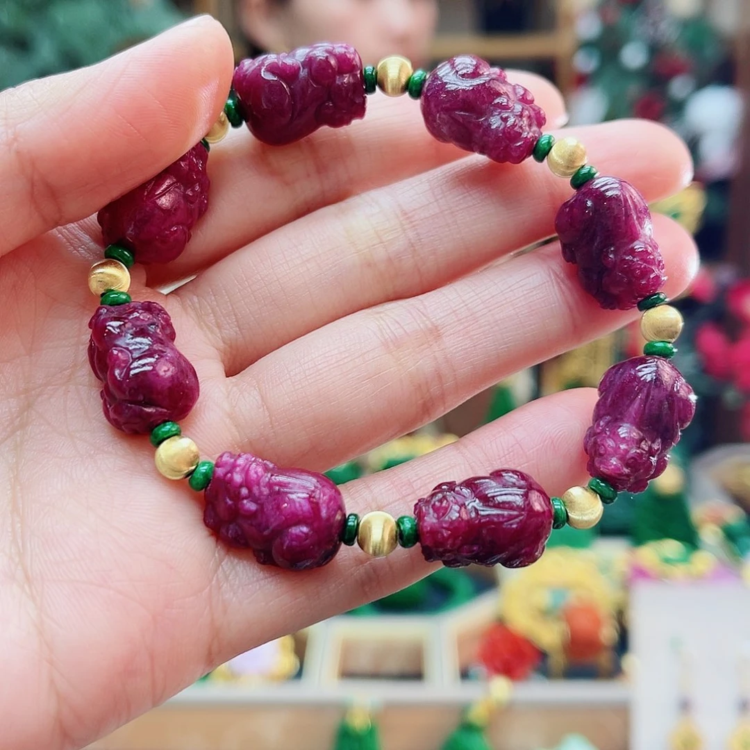 银S925镶嵌手链红宝石48小时鉴赏期1