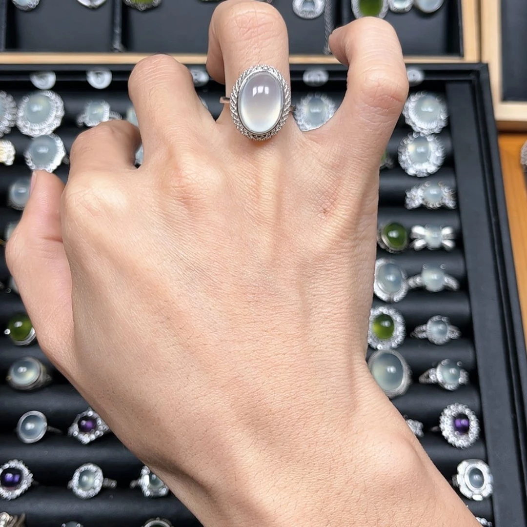 【闪购商品】岫玉戒指银S925镶嵌L*e岫玉