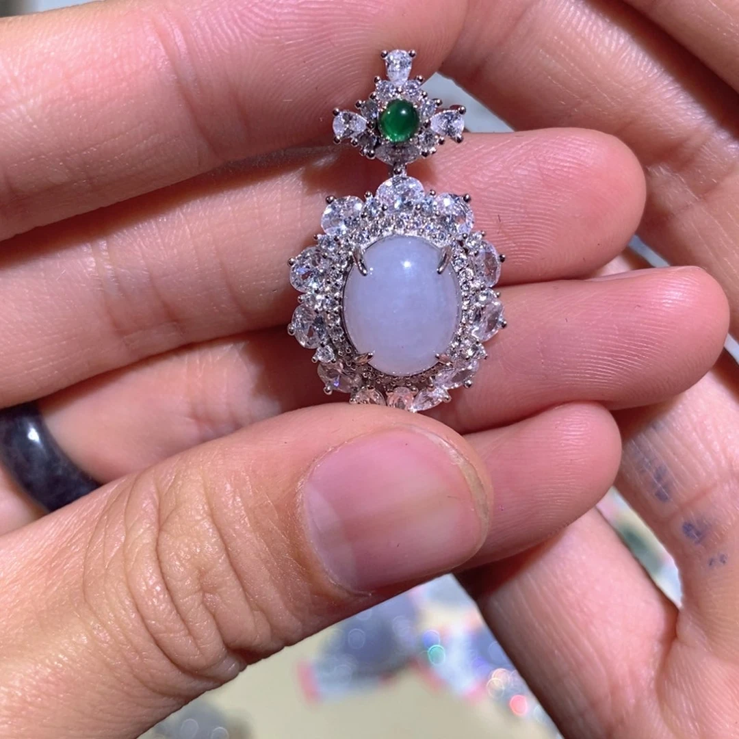 翡翠吊坠(不含链)银S925镶嵌幸**3吊坠