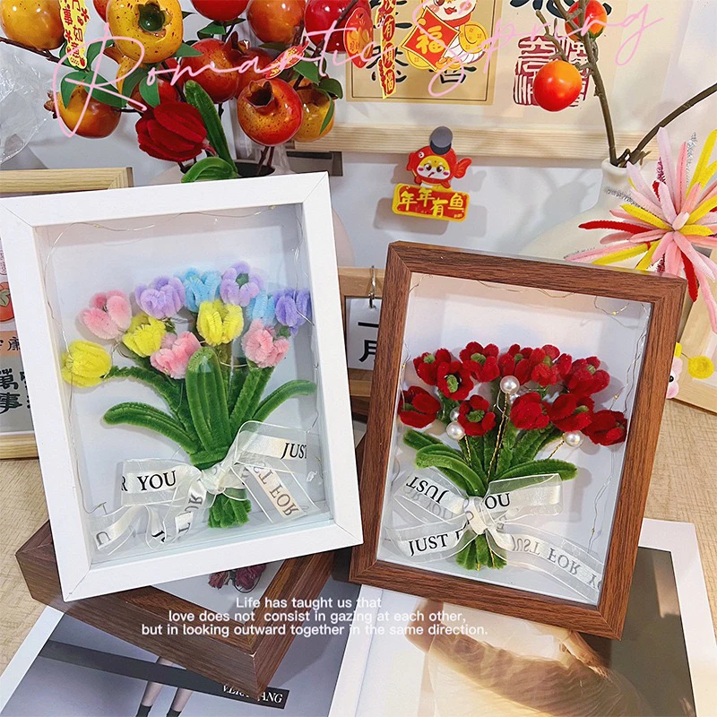 diy手工相框摆件扭扭棒玫瑰花束高级材料包520情人节创意生日礼物