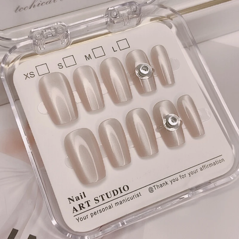 （短T）10片装2025年手工甲片一克拉猫眼穿戴甲可拆卸美甲贴片显白