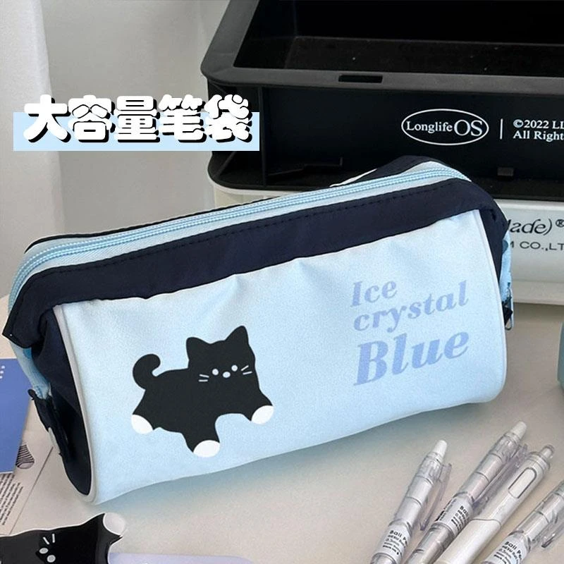 新款小黑猫高颜值笔袋日系ins大容量可爱小狗初高中学生文具袋高