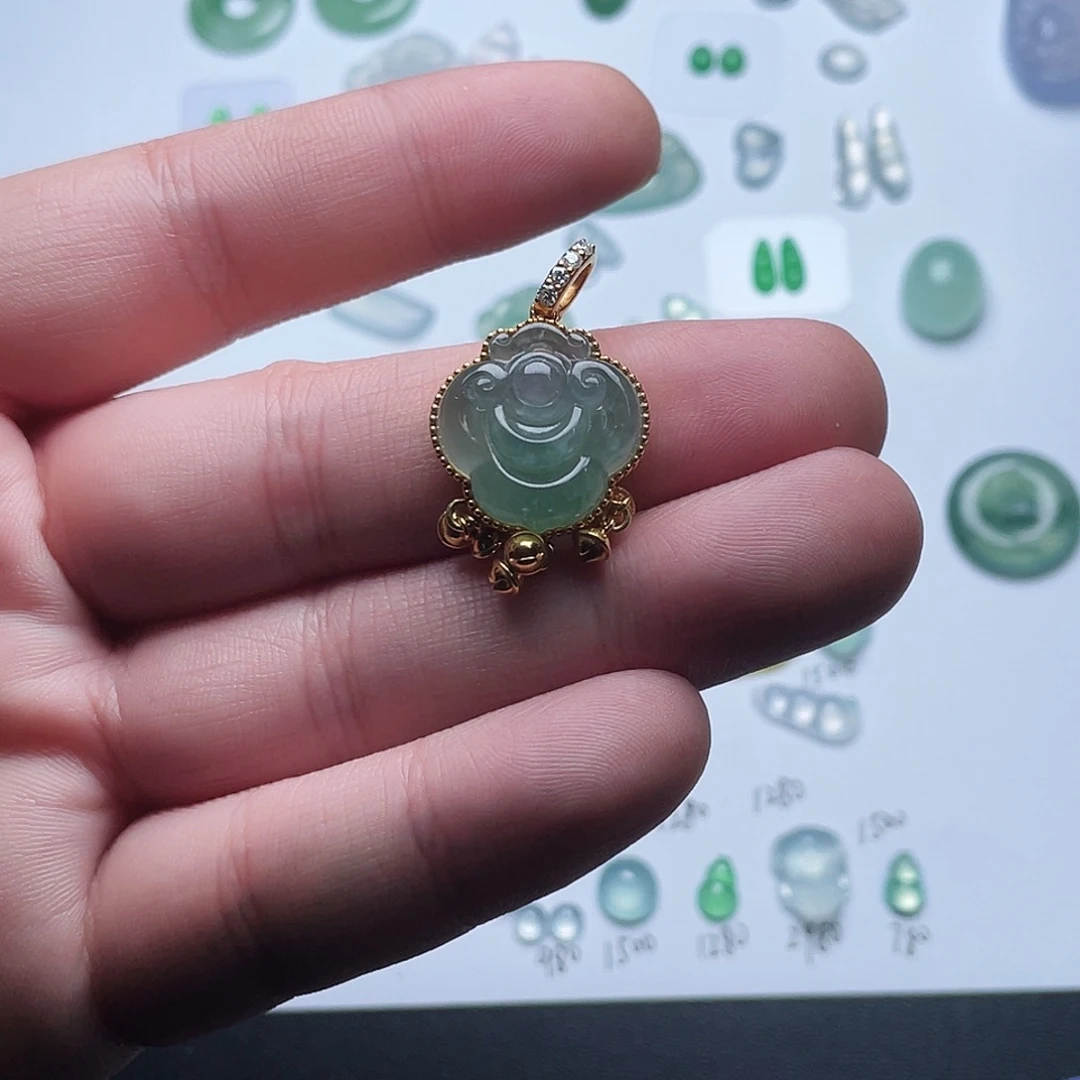 定制翡翠银S925镶嵌翡翠如意