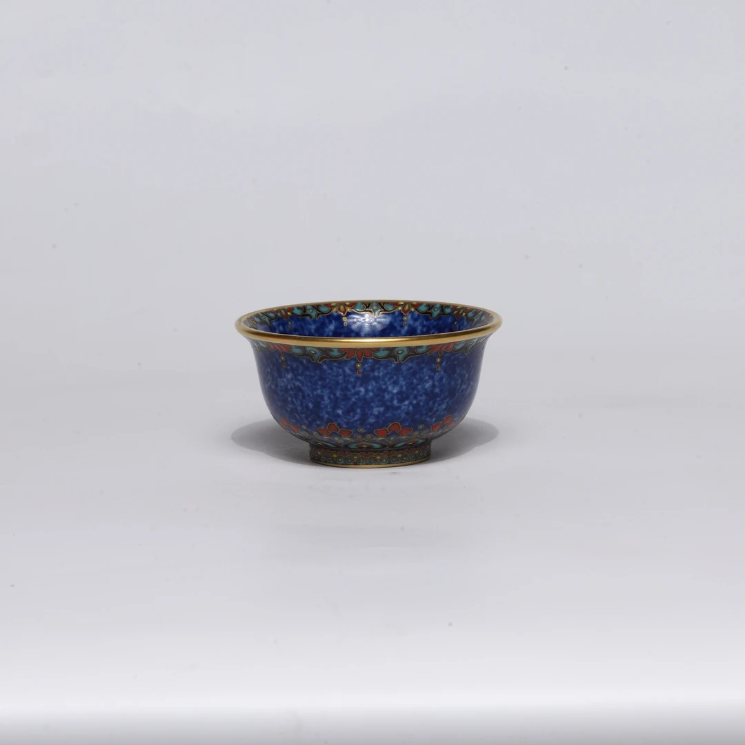 【非遗茶空间】 撒蓝珐琅彩金银错压手杯 重工高档压手杯