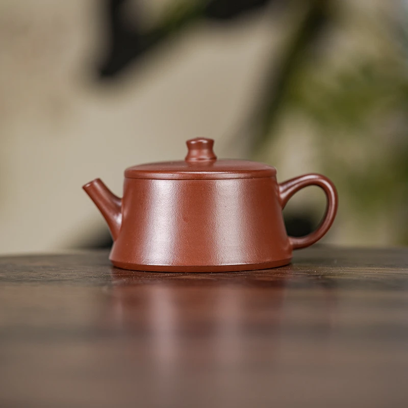 【云柱】原矿红皮龙140cc手工制作内推孔宜兴紫砂壶汉瓦壶