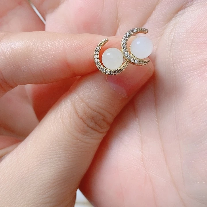 合金和田玉耳饰白玉