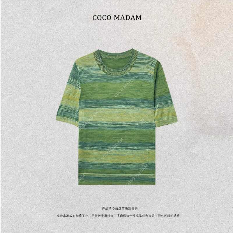 YY ·T-302 条纹圆领短袖T恤上衣