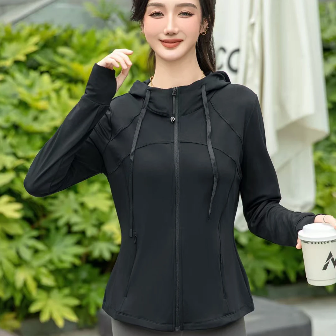 连帽修身型修身弹力女士瑜伽服