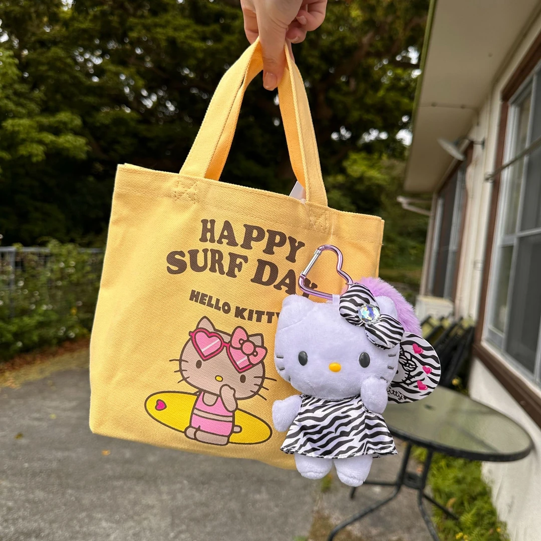 【酷酷十一专属】Hello Kitty 冲浪板黑色Kitty帆布托特包 小号