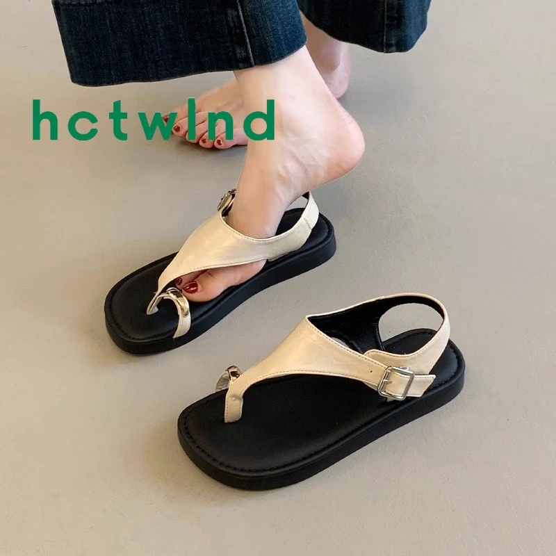 热风百搭厚底法式气质套趾凉鞋女夏2025新款网红超火配裙子沙滩鞋