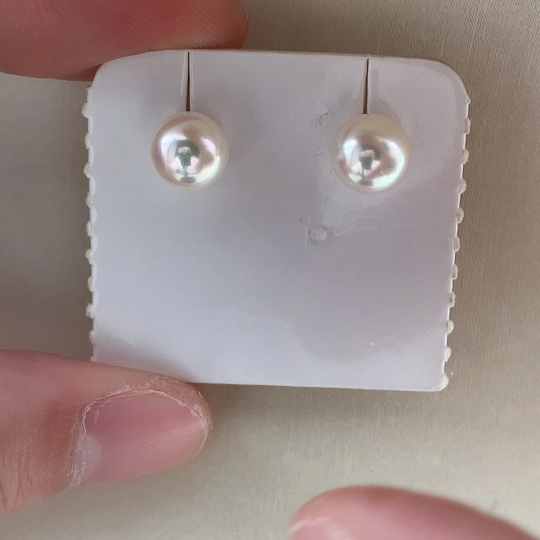 用***9耳饰海水珍珠银S925镶嵌7.9mm ak