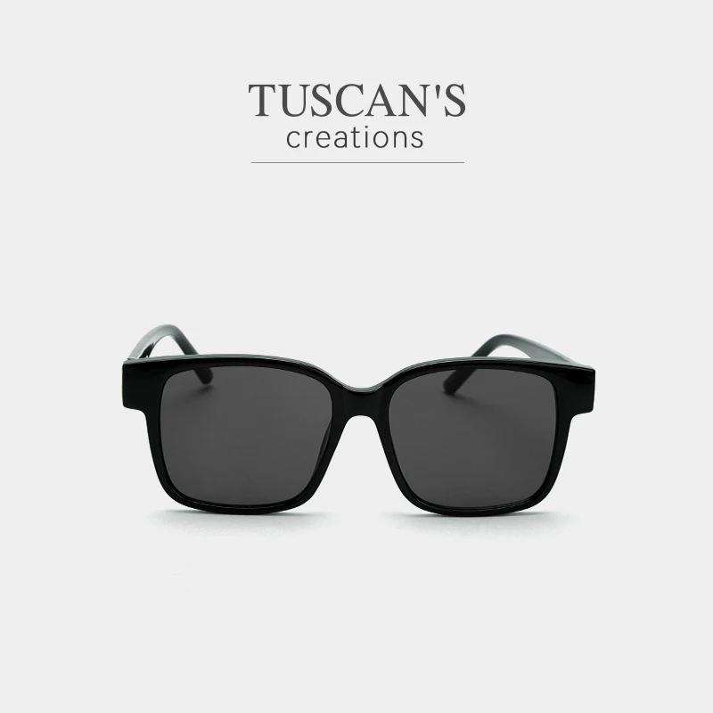 TUSCAN'S显脸小时尚方框太阳镜黑框防晒遮阳眼镜大框墨镜时代集团