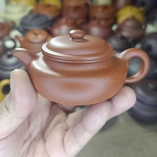 茶壶紫砂原矿红降坡仿古130cc半手工