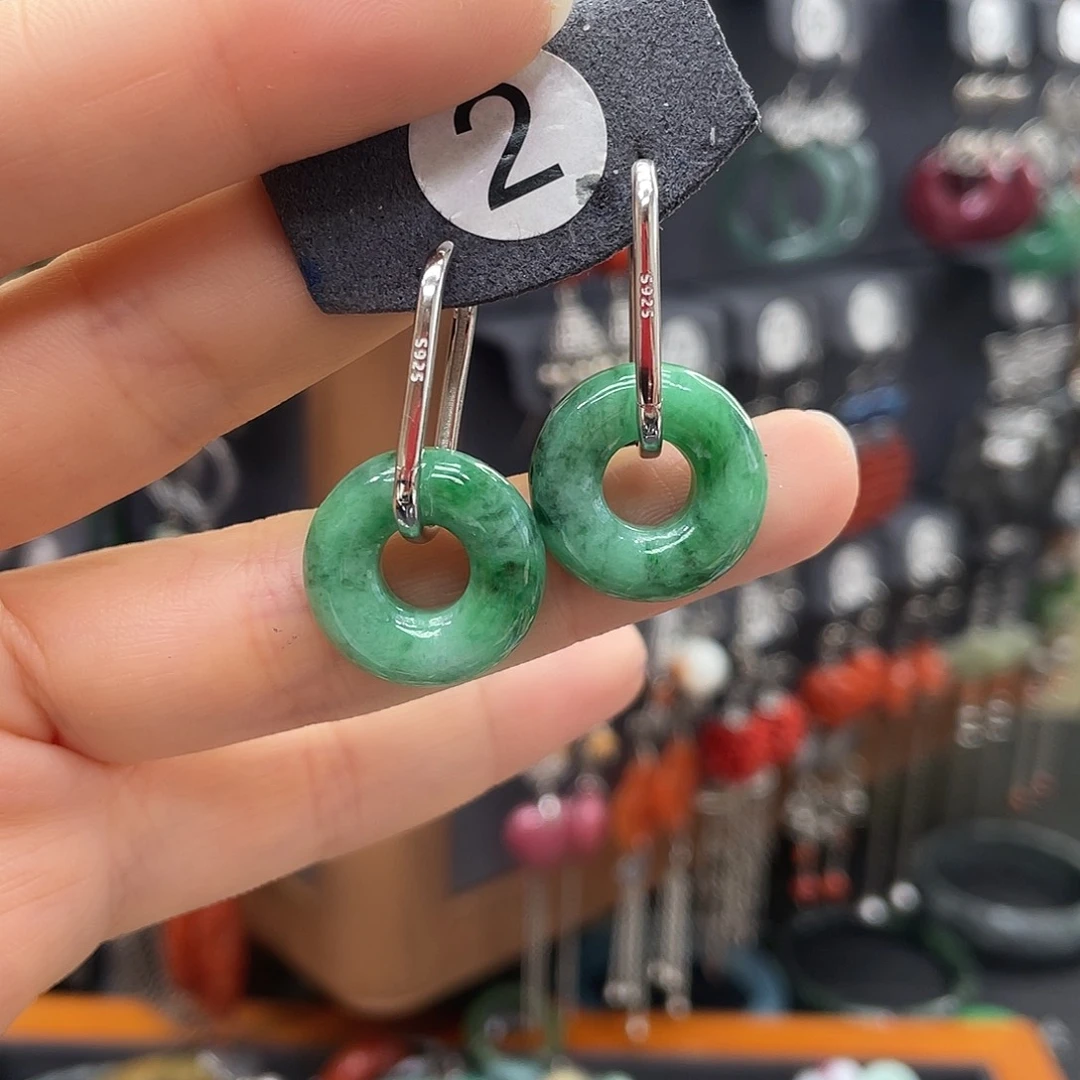 翡翠耳饰银S925镶嵌@*珍305ghjgyh