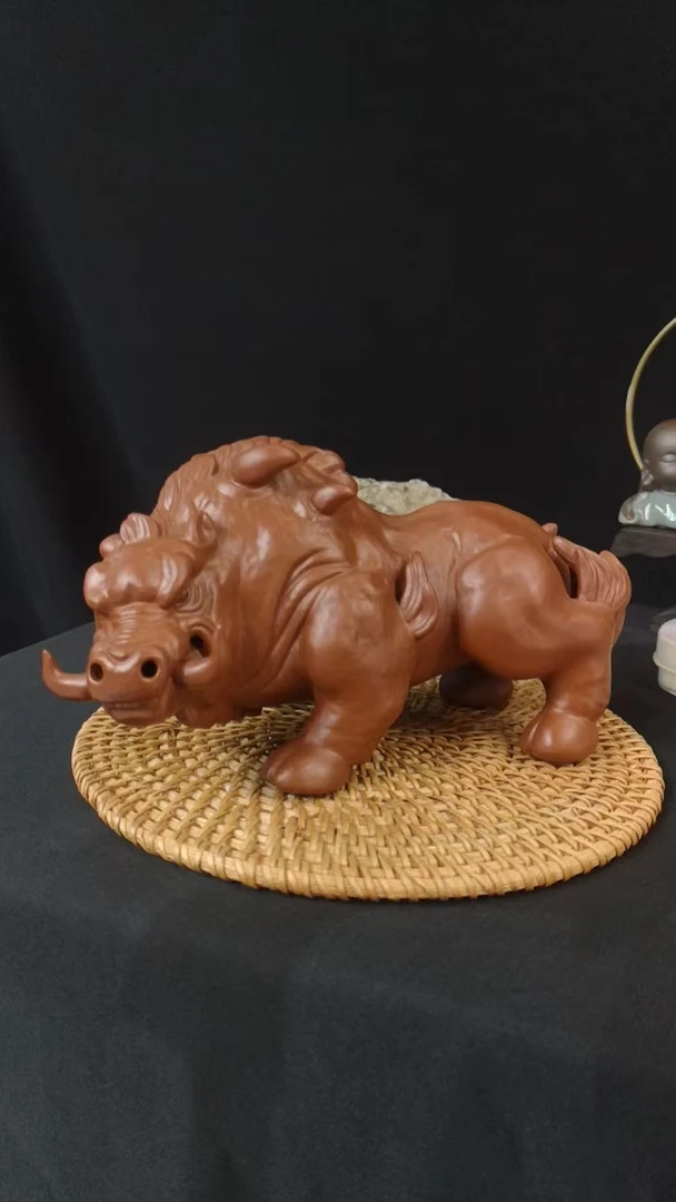 紫砂猪刚鬣茶宠茶桌玄关柜子摆件