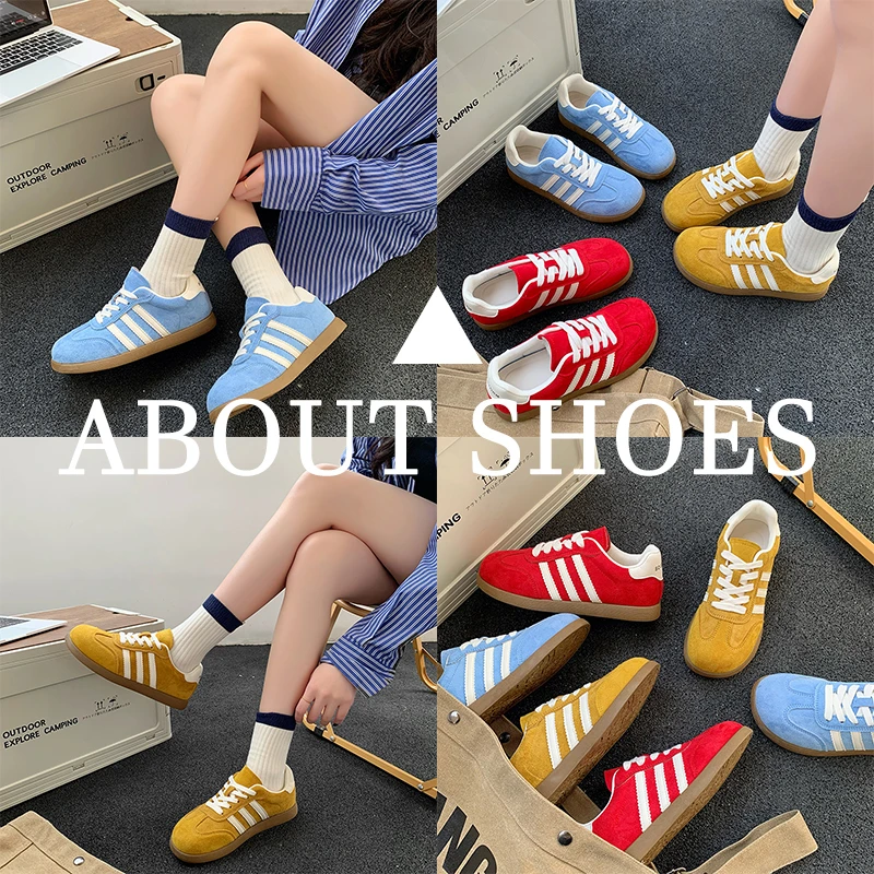 复古蓝色德训鞋女2025新款春季百搭阿甘鞋休闲运动鞋板鞋子女鞋