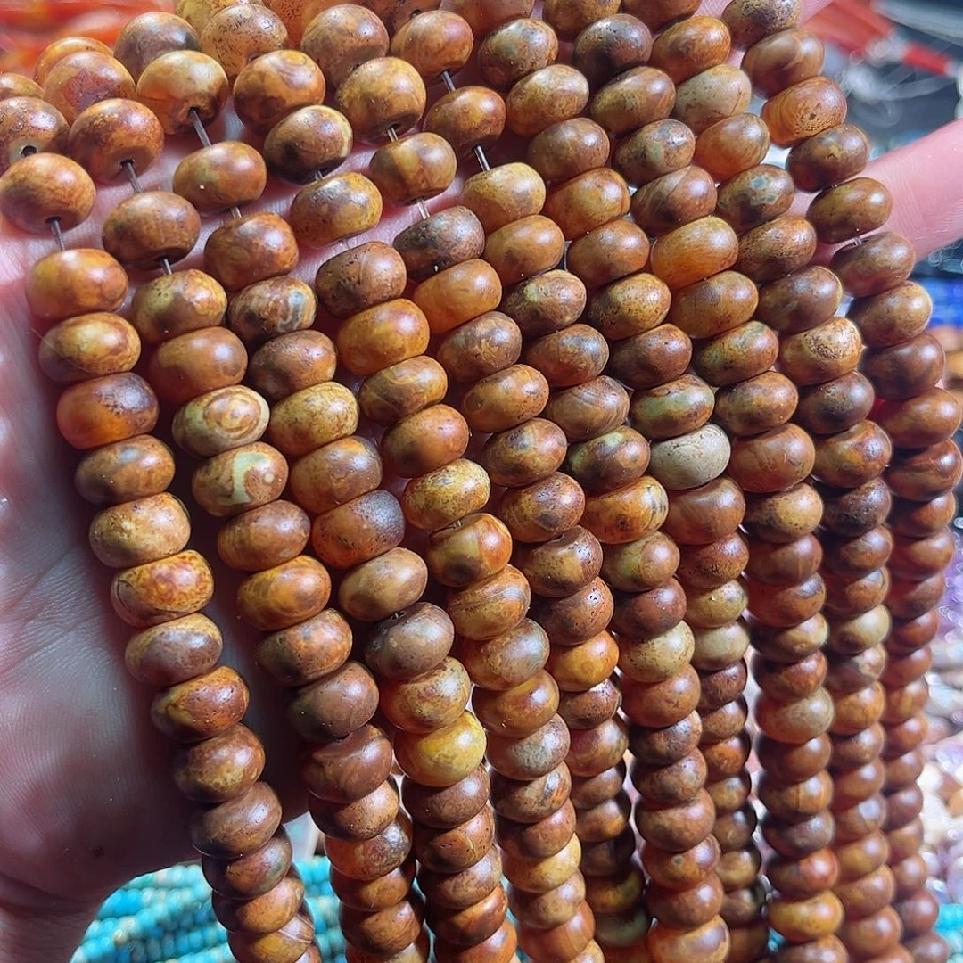 玛瑙/玉髓合金珠宝半成品树皮老玛瑙算盘一条12mm