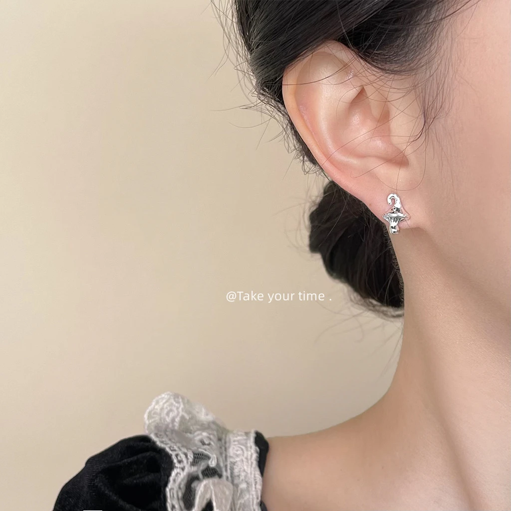 铜合金耳饰 925银针小小小蘑菇~！设计师款简约个性小众耳钉