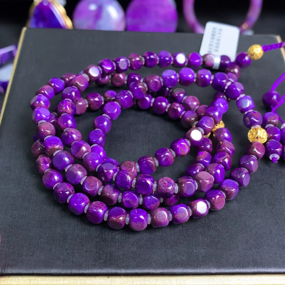 苏纪石（舒俱来）未镶嵌凝胶紫108颗项链 手链