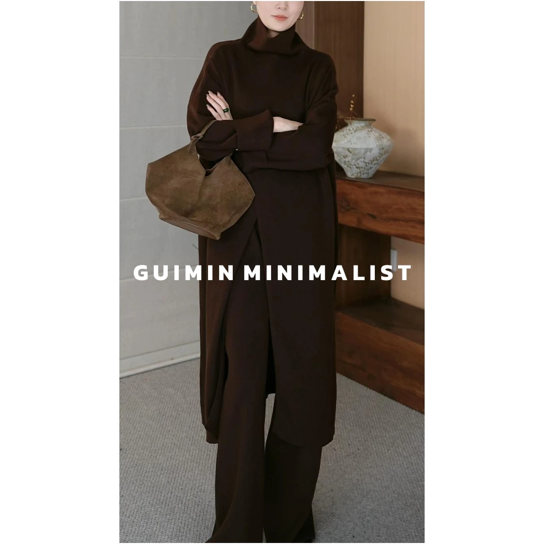GUIMIN | 织梦·雅序 秋冬款慵懒感休闲套装高领针织上衣+裤子1011