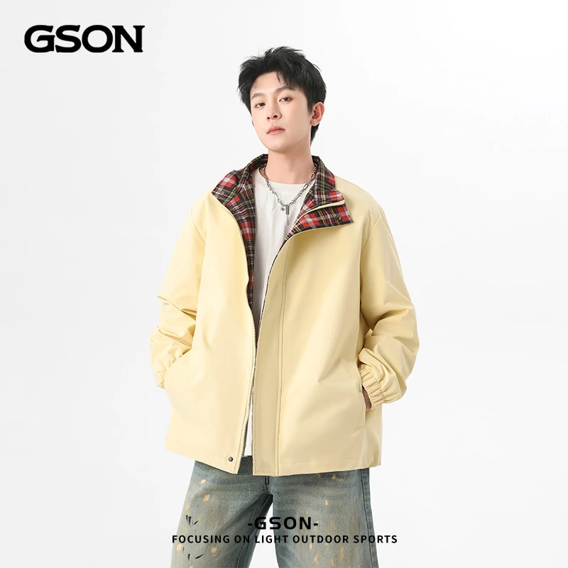 GSON户外立领夹克男女款2025春秋季新款防风防水情侣外套