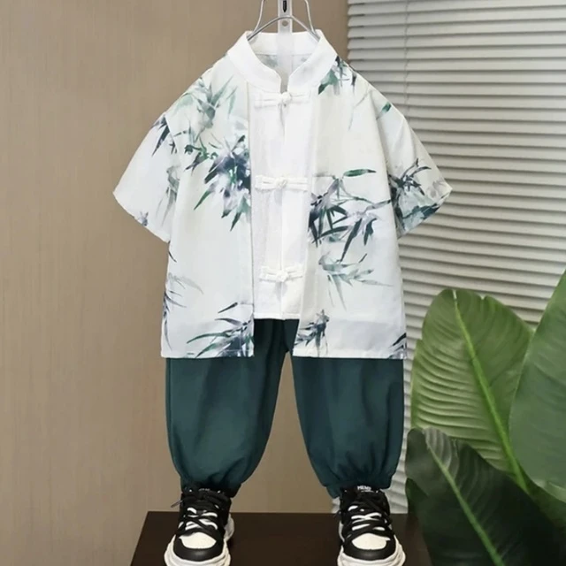 男童新中式套装夏季短袖新款国潮酷帅时髦衣服男孩五一表演服潮服