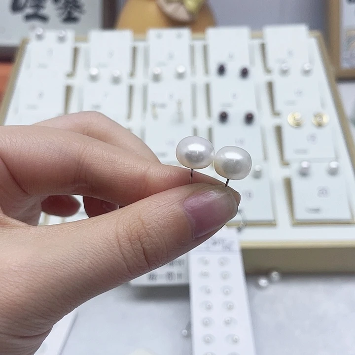 淡水珍珠耳饰银S925镶嵌大***.